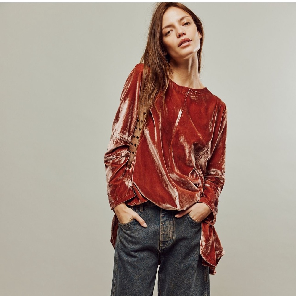 Free People Back to Business Velvet Top